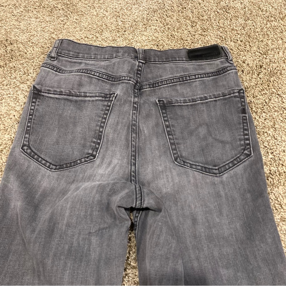 Y2K Express Faded Black Frayed Hem Mom Jeans Size 0 Super High Rise - Picture 5 of 15
